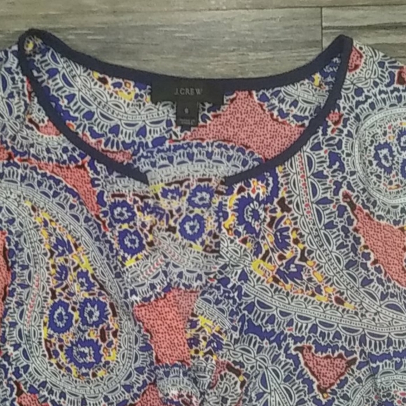 Jcrew dress size 6 smocked waist 100%silk paisley - Picture 4 of 7